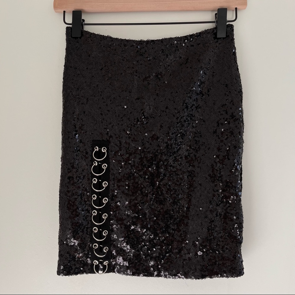 Rehab Black Sequin Skirt